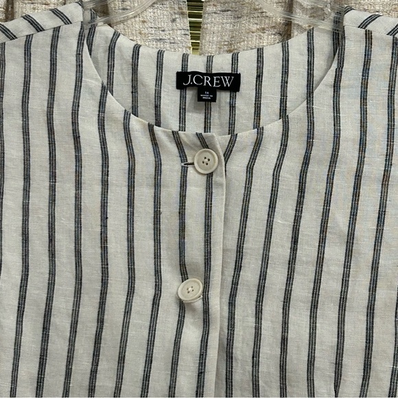 J. Crew Linen Striped Crewneck Vest - 16 - Picture 2 of 9